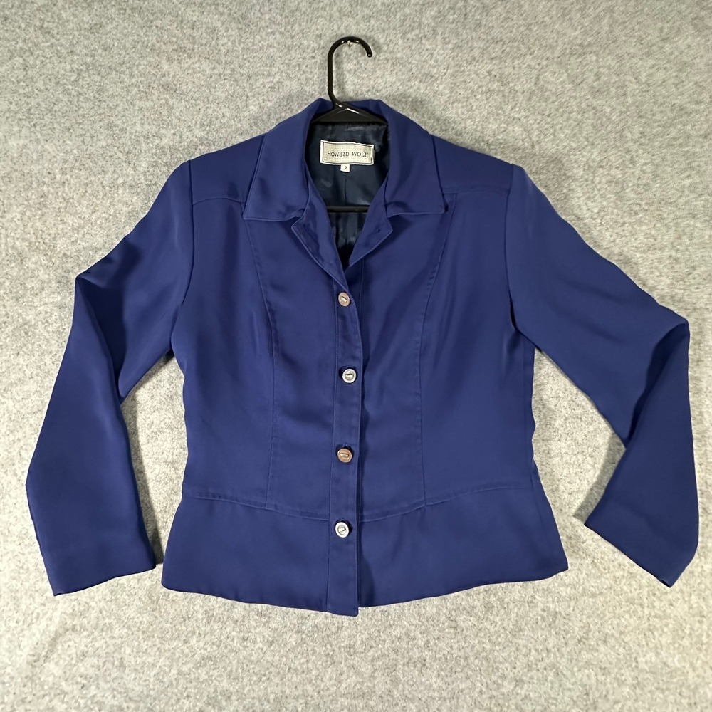 Howard Wolf Blazer Size 2 Blue Womens Vintage Button Front Made in USA